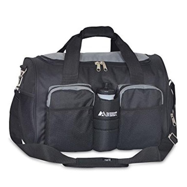 Everest Everest S223-DGRY-BK Gym Bag with Wet Pocket - Dark Gray & Black S223-DGRY-BK